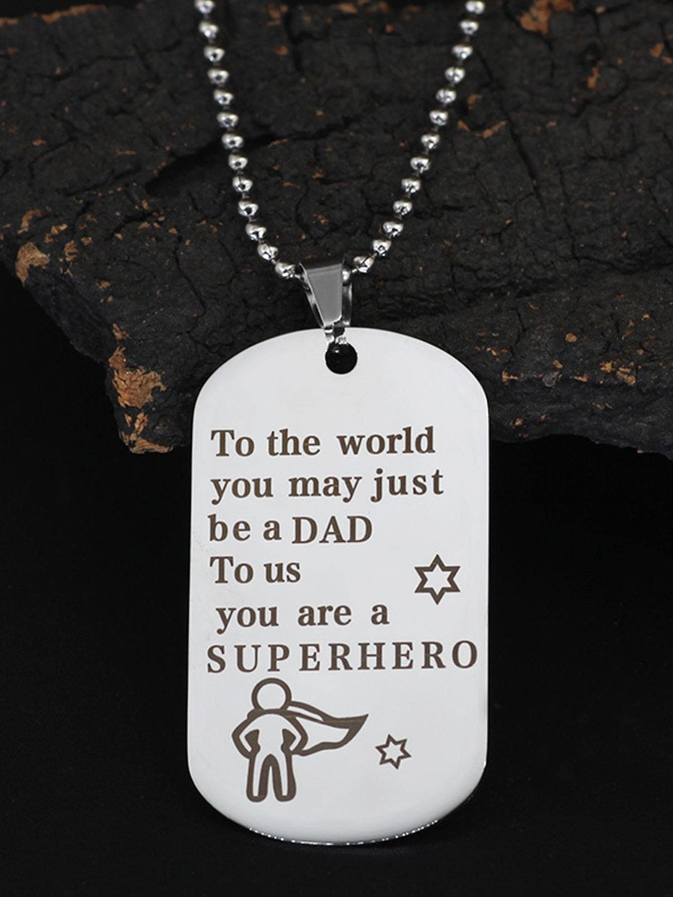 1入組不鏽鋼男士項鍊父親節禮物 - 銀色 - 查看 1