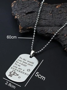 1入組不鏽鋼男士項鍊父親節禮物 - 銀色 - 查看 6