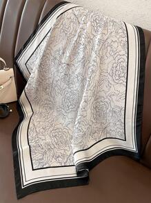 印花方巾 - 白色 - 查看 2