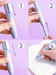 1pc Cartoon Graphic Eraser With 2pcs Replacement - Pink - View 4
