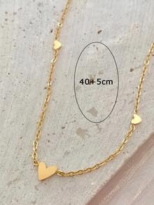 1pc Fashion Heart Decor Sterling Silver Necklace For Women For Gift - Gold - View 6