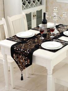 European Style Modern Bed Flag/Tablecloth New Classical Western Dinner Table Runner/Coffee Table Runner/Bed End Flag, 1pc - Black - View 2