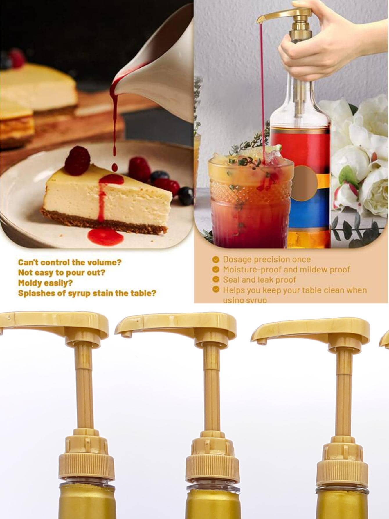 1pc PP Press Bottle Spout, Modern Bottle Pump Head For Kitchen - Gold - View 8