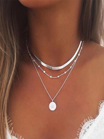 1pc Fashionable Personality Minimalist Multilayered Necklace With Butterflies, Water Drops, Cubic Zirconia, Snake Bone Chains; Versatile Metal Chain Choker Necklace; Women's Accessories