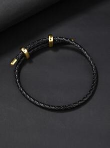 vòng tay dây bện chi tiết thời trang cho phụ nữ để trang trí hàng ngày - màu đen - Xem 2