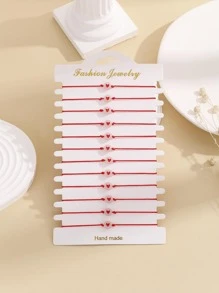 12 Cái/bộ Thời Trang Họa Tiết Trái Tim Đính Hạt Trang Trí Phát Sáng Trong Bóng Tối Vòng Tay Nữ Cho Món Quà Sinh Nhật - Nhiều màu - Xem 3