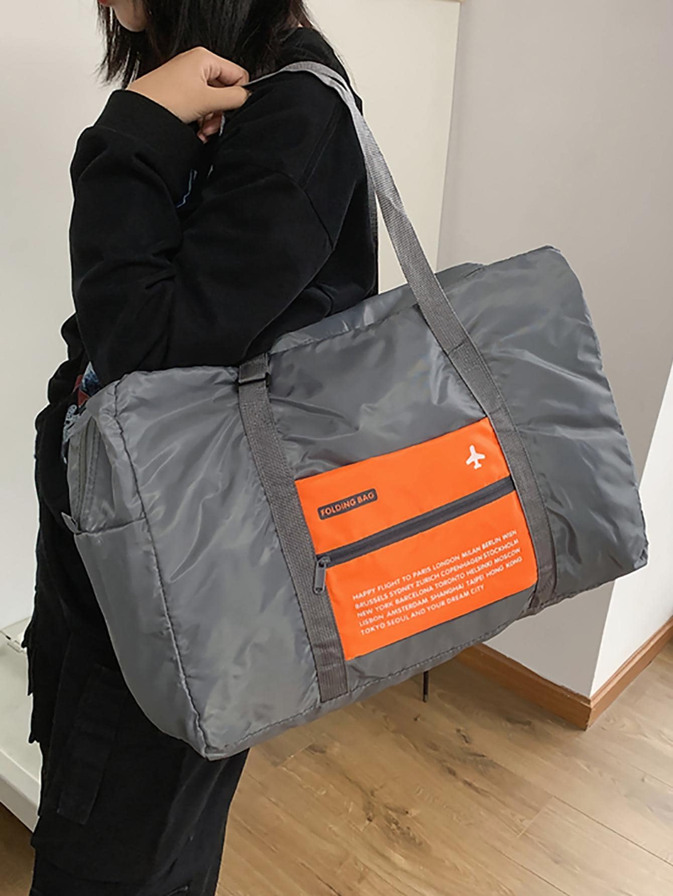 Túi di động đa chức năng có thể gập lại để đựng đồ du lịch Xe đẩy sức chứa lớn Túi đựng hành lý Túi du lịch Túi xách Túi xách Túi xách tay Túi tập thể dục Túi hành lý cuối tuần Túi hành lý cho du lịch Đi công tác Kỳ nghỉ Kỳ nghỉ tựu trường cho nam và nữ Học sinh Unisex - trái cam - Xem 1