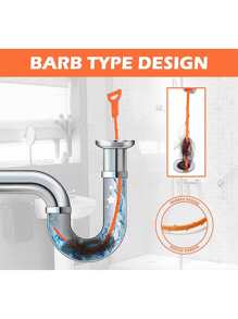 1入組27英寸排水管堵塞去除器，現代橙色浴室排水管開啟器 - 橘色 - 查看 1