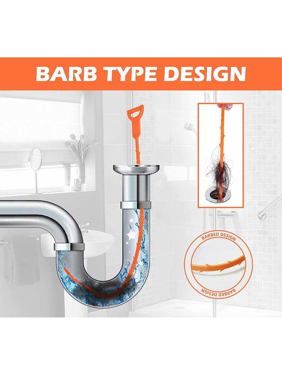 1入組27英寸排水管堵塞去除器，現代橙色浴室排水管開啟器 - 橘色 - 查看 1