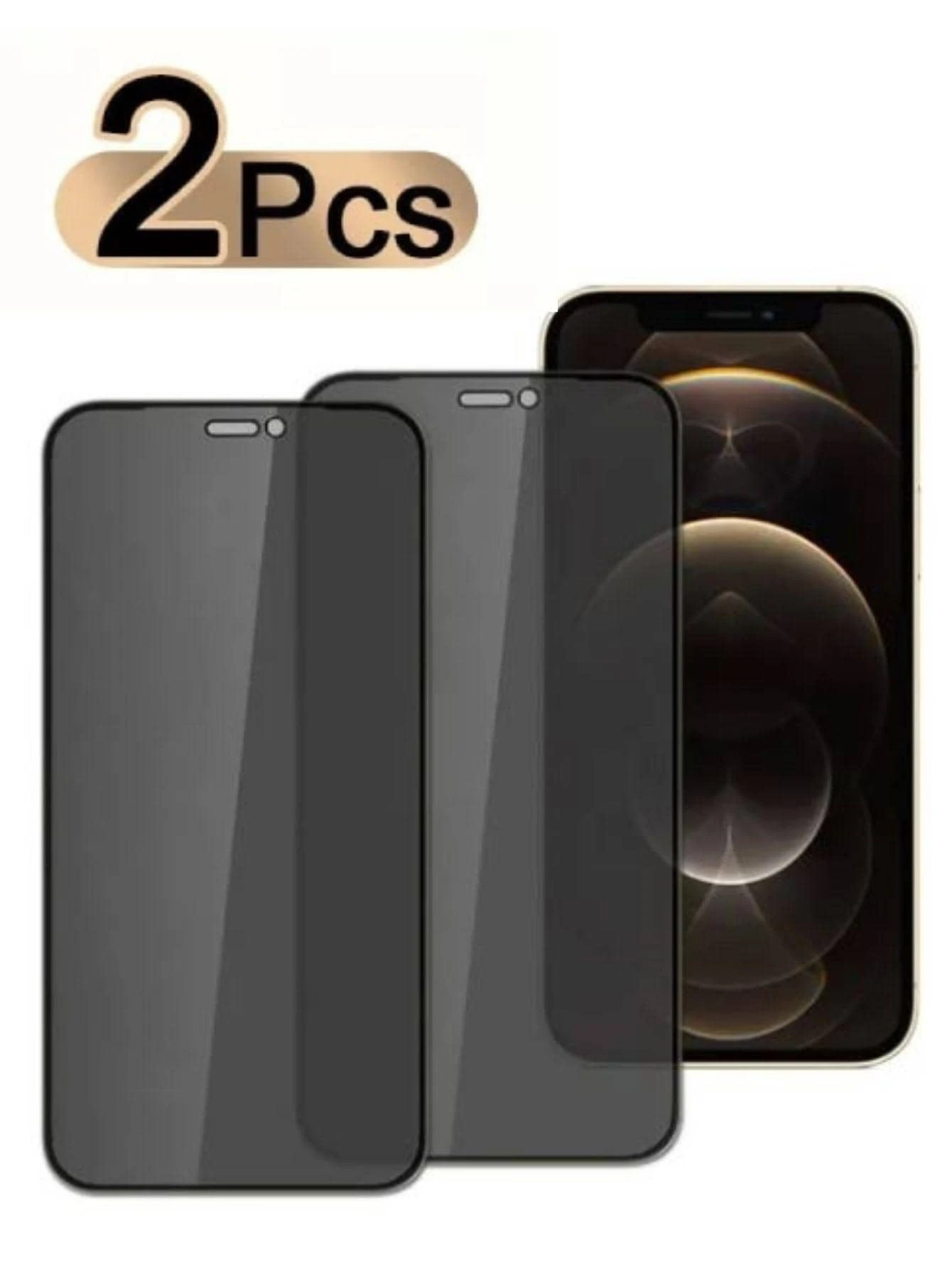 2 Pz Mica De Privacidad Para iPhonee Vidrio Templado - Negro - Ver 1