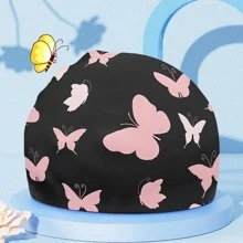 1 pièce Bonnet de bain imperméable à motif papillon, accessoires de plage, accessoires de piscine