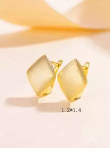 1pair Fashionable Sterling Silver Argyle Decor Hoop Earrings For Women For Birthday Gift - Gold - View 5