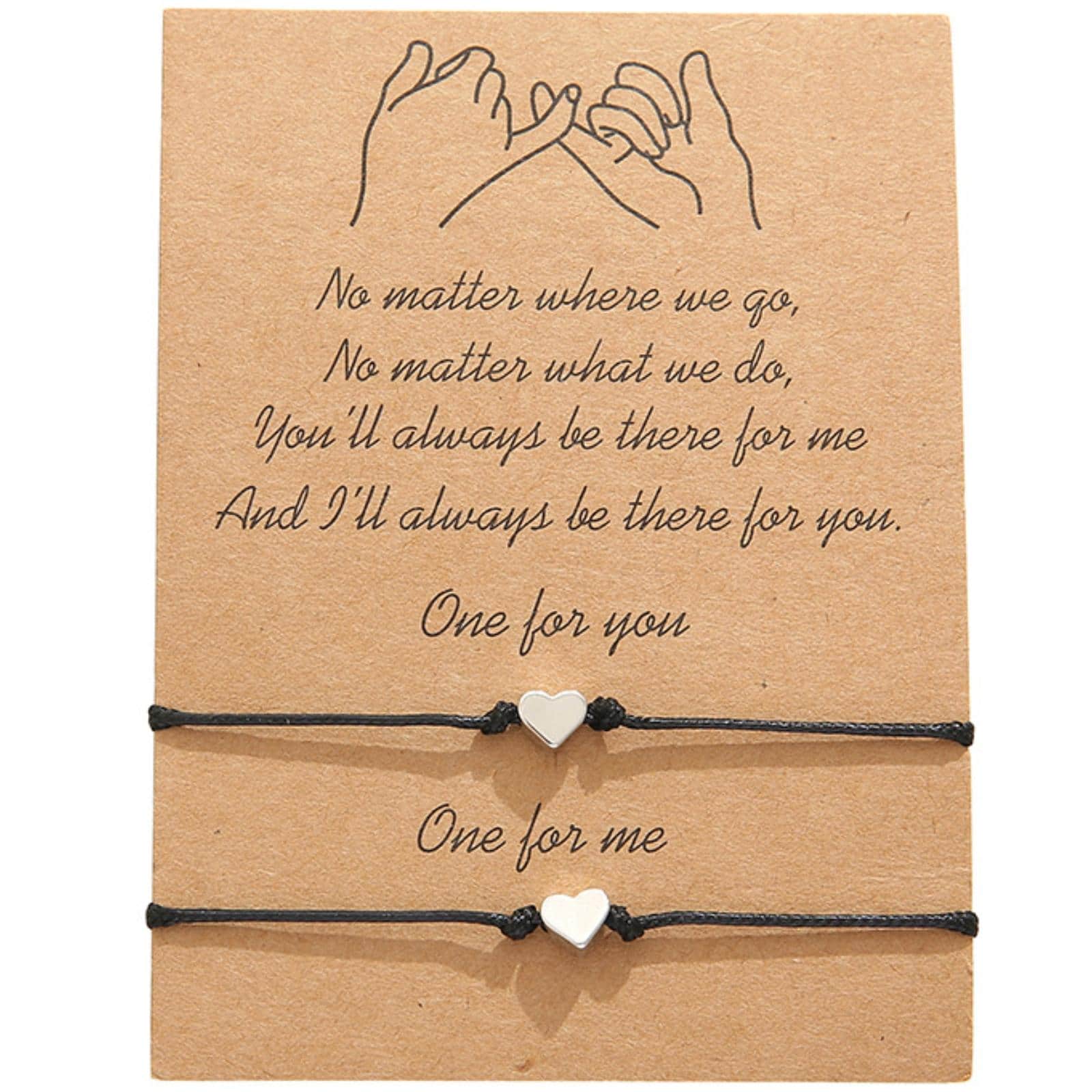 2入組/套時尚心形裝飾手鍊適合情侶日常裝飾珠寶禮物時尚朋克流行時尚外觀 - 2條黑色 - 查看 1