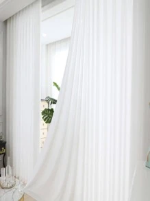 Cortina una sola pieza unicolor - Blanco - Ver 3