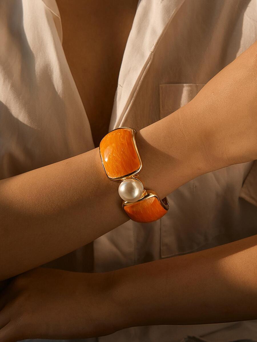 1 Vintage Hợp Kim Kẽm Ngọc Trai Giả Trang Trí Lắc Tay Dành Cho Nữ Trang Trí Hàng Ngày - trái cam - Xem 1