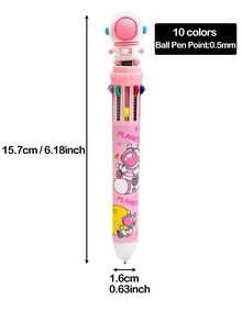 1pc Cartoon Graphic Colored Ballpoint Pen - Black - View 4