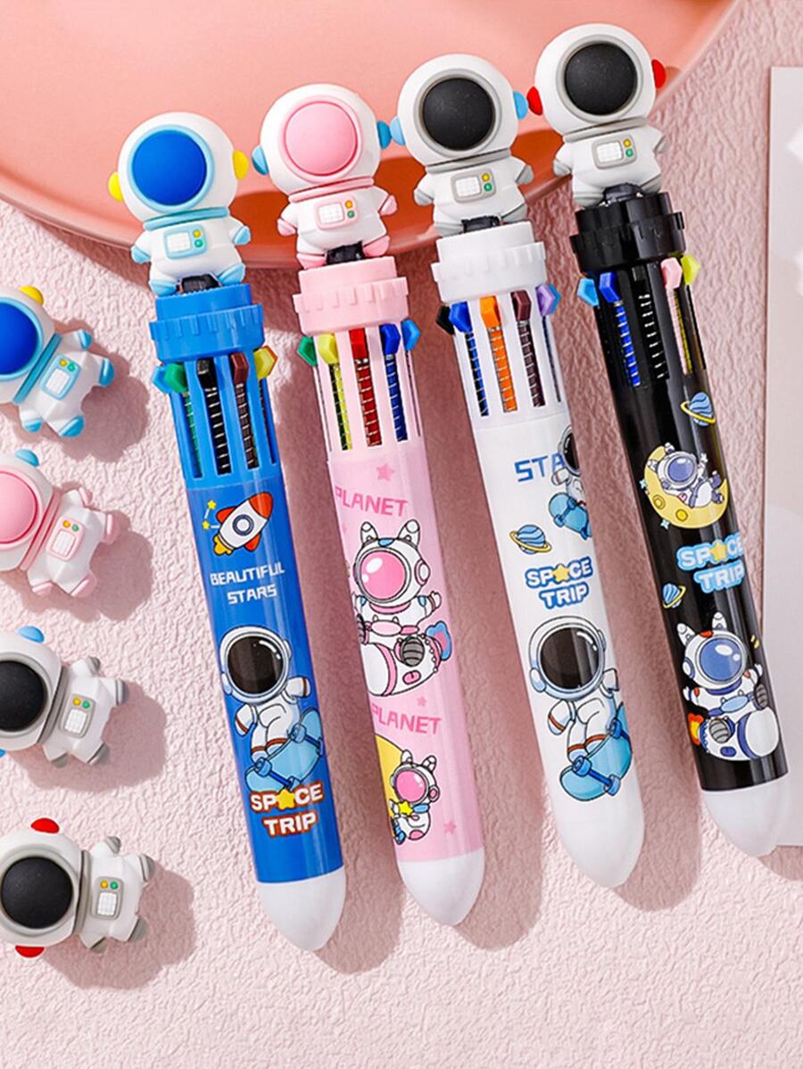 1pc Cartoon Graphic Colored Ballpoint Pen - Black - View 1