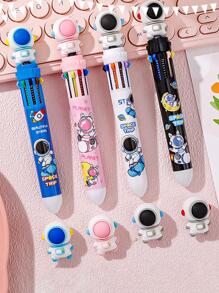 1pc Cartoon Graphic Colored Ballpoint Pen - Black - View 3