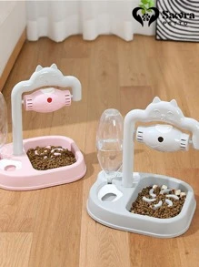 Plato doble para mascota come lento bebedero juquete para gatos - Gris - Ver 3