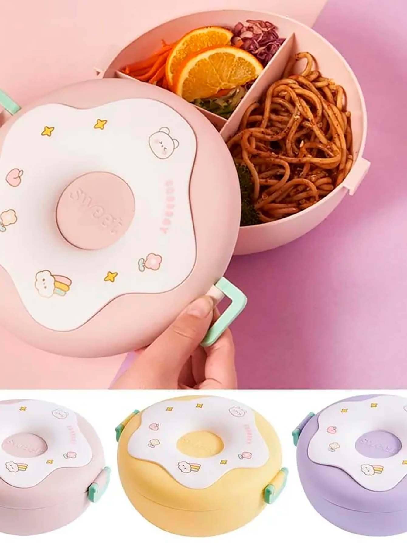 Lonchera de almuerzo con diseño de Dona, bonita para niños. - Amarillo - Ver 1