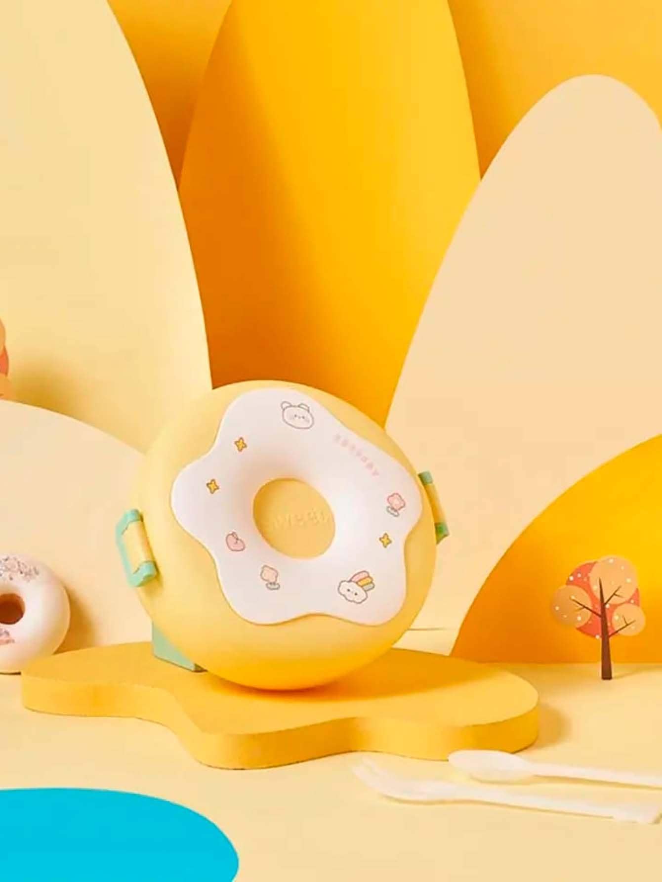 Donut Design Lunch Box, Cute For Kids. - Màu vàng - Xem 3