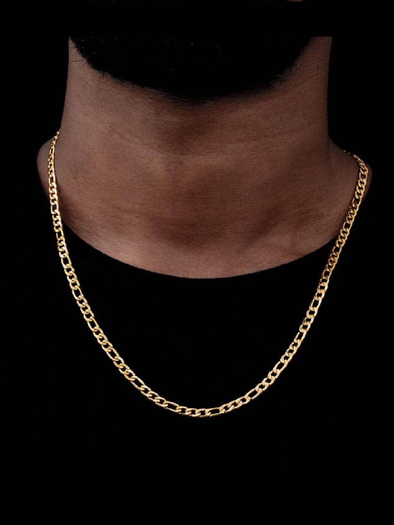 Figaro Chain Gold Color, Stainless Steel - Yellow Gold - View 1