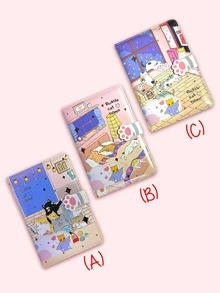 Notebook With Kitten Cover And Decorated Leaves - Multicolor - View 2