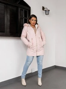 Women Winter Coats - 淺粉色 - 查看 2