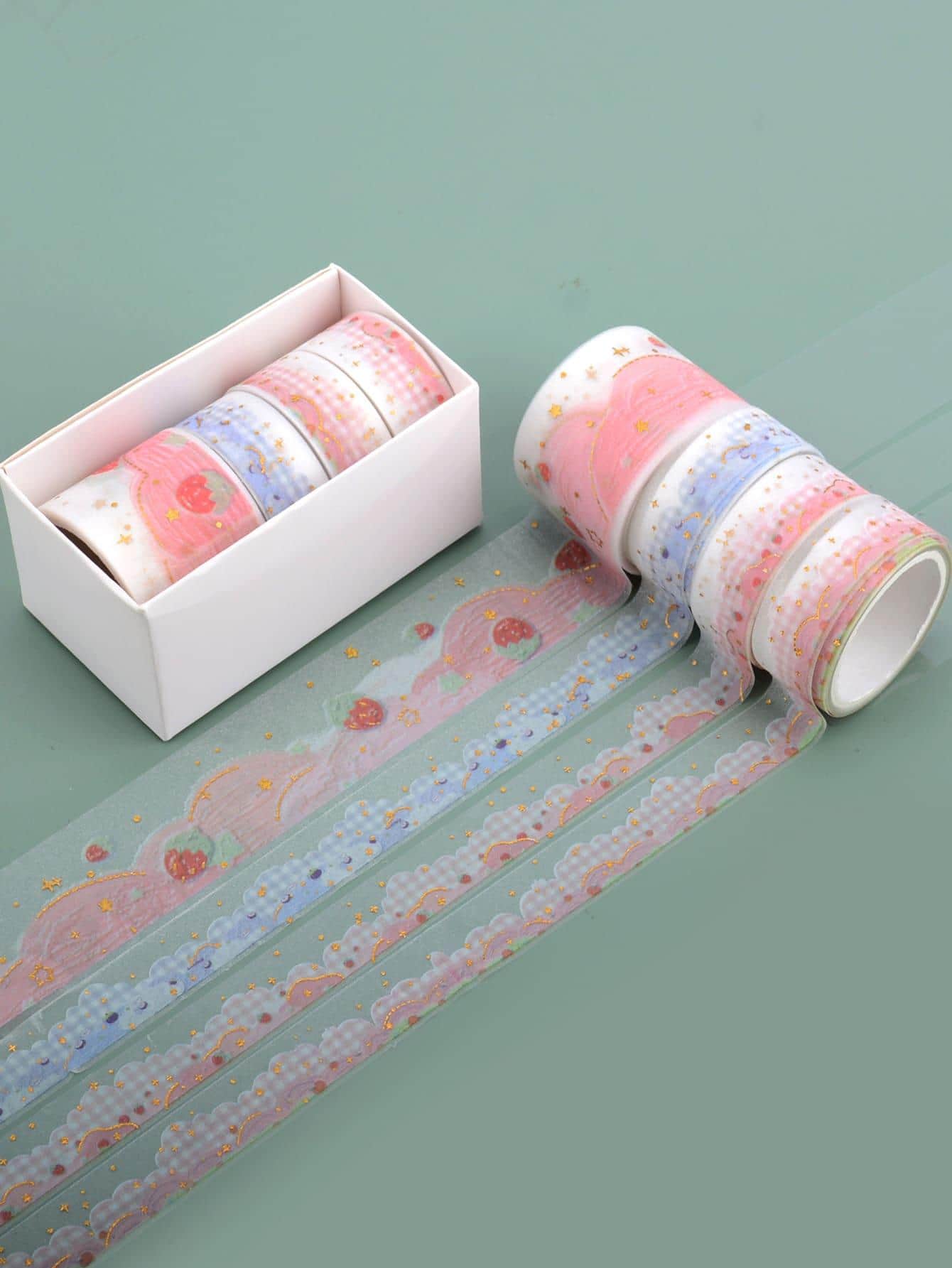 4pcs Mixed Pattern Washi Tape - Pink - View 1