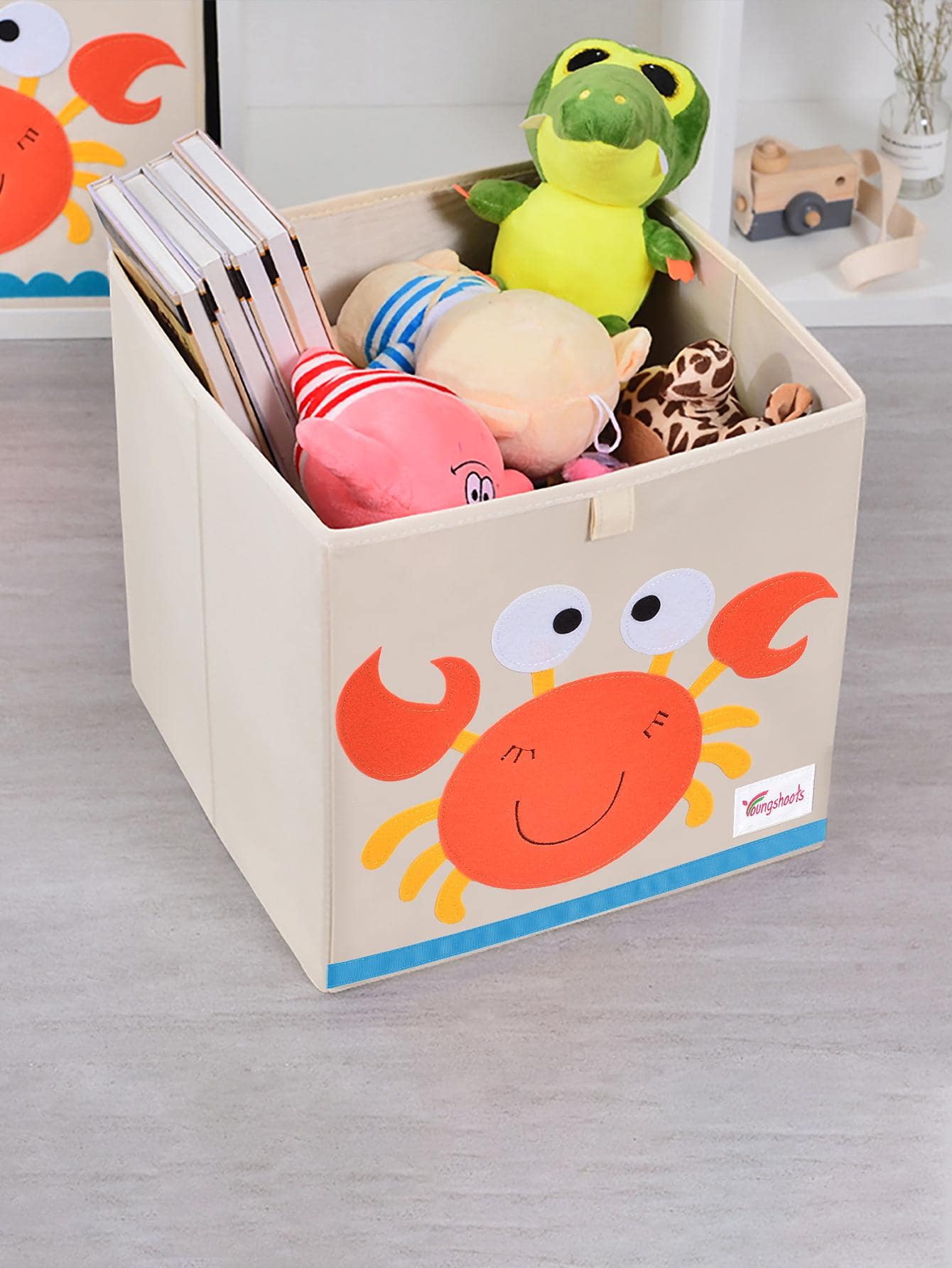1 pieza Caja de almacenamiento con patrón de cangrejo de dibujos animados - Multicolor - Ver 1