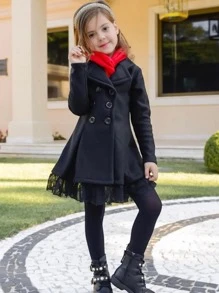 Casaco Trench Coat Rodado Rendinha na Barra - Preto - Visão 1