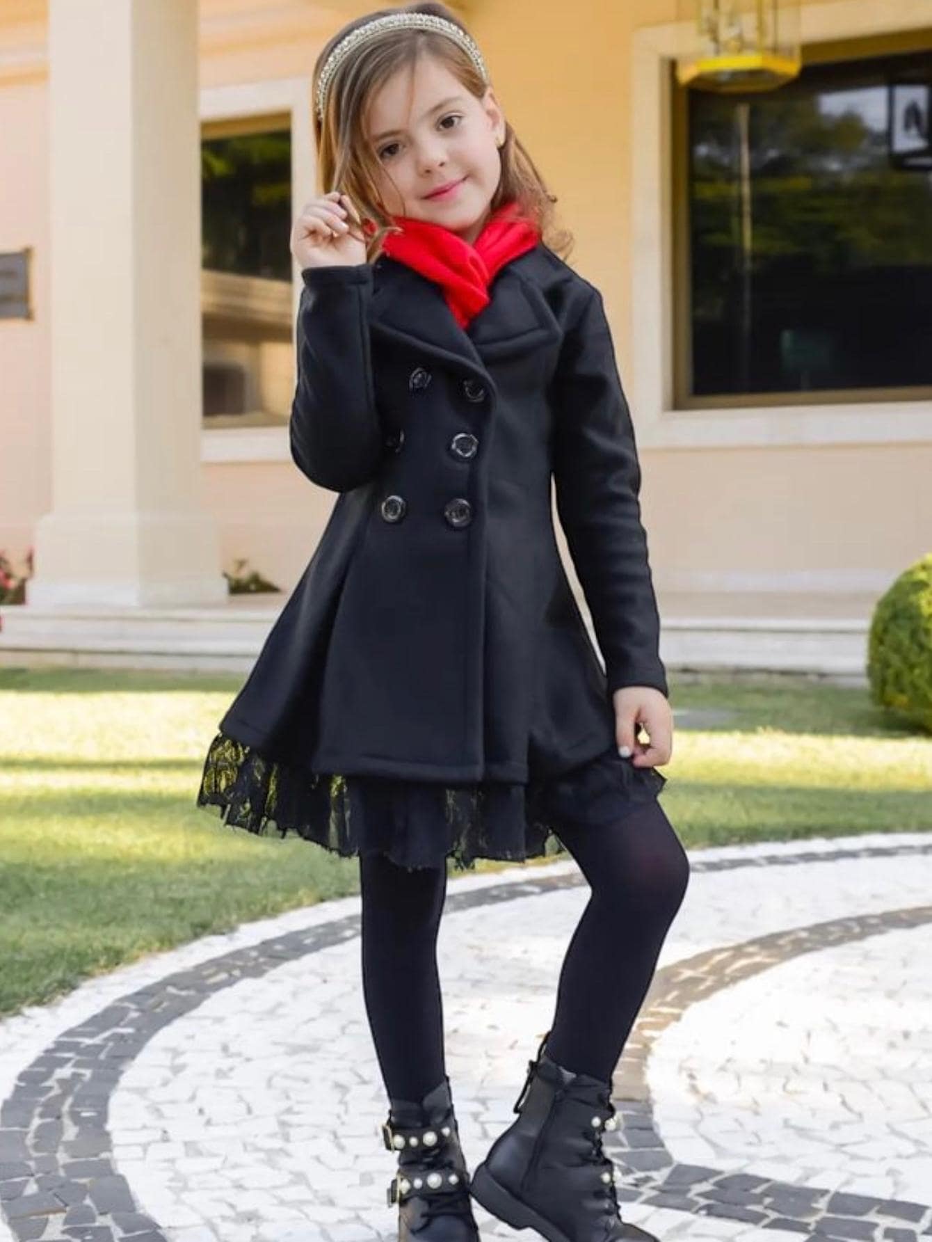 Casaco Trench Coat Rodado Rendinha na Barra - Preto - Visão 1