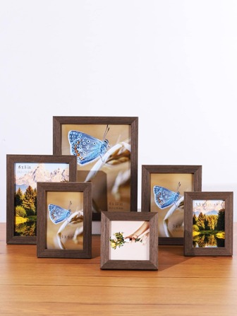 1pc Brown Natural Wood Picture Frame For Tabletop Display And Horizontal/Vertical Wall Hanging (With Stand) Gifts Birthday Graduation