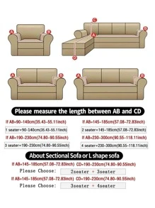 1pc Solid Color Sofa Cover & 1pc Cushion Cover Without Filler - Silver - View 4