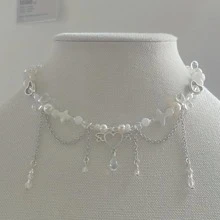 Đồ trang trí Ngọc Trai giả Dây chuyền - Bạc - Xem 1