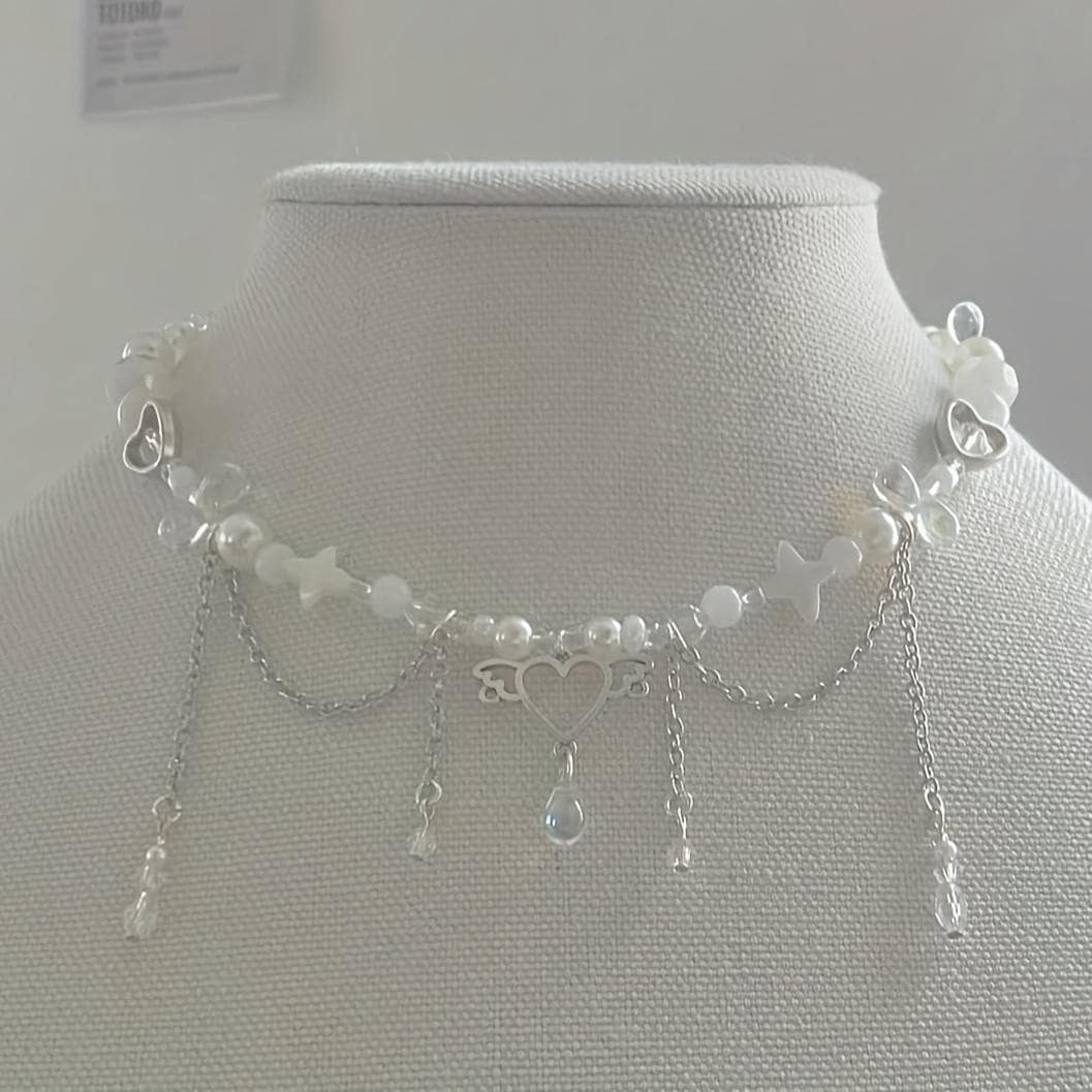 Đồ trang trí Ngọc Trai giả Dây chuyền - Bạc - Xem 1