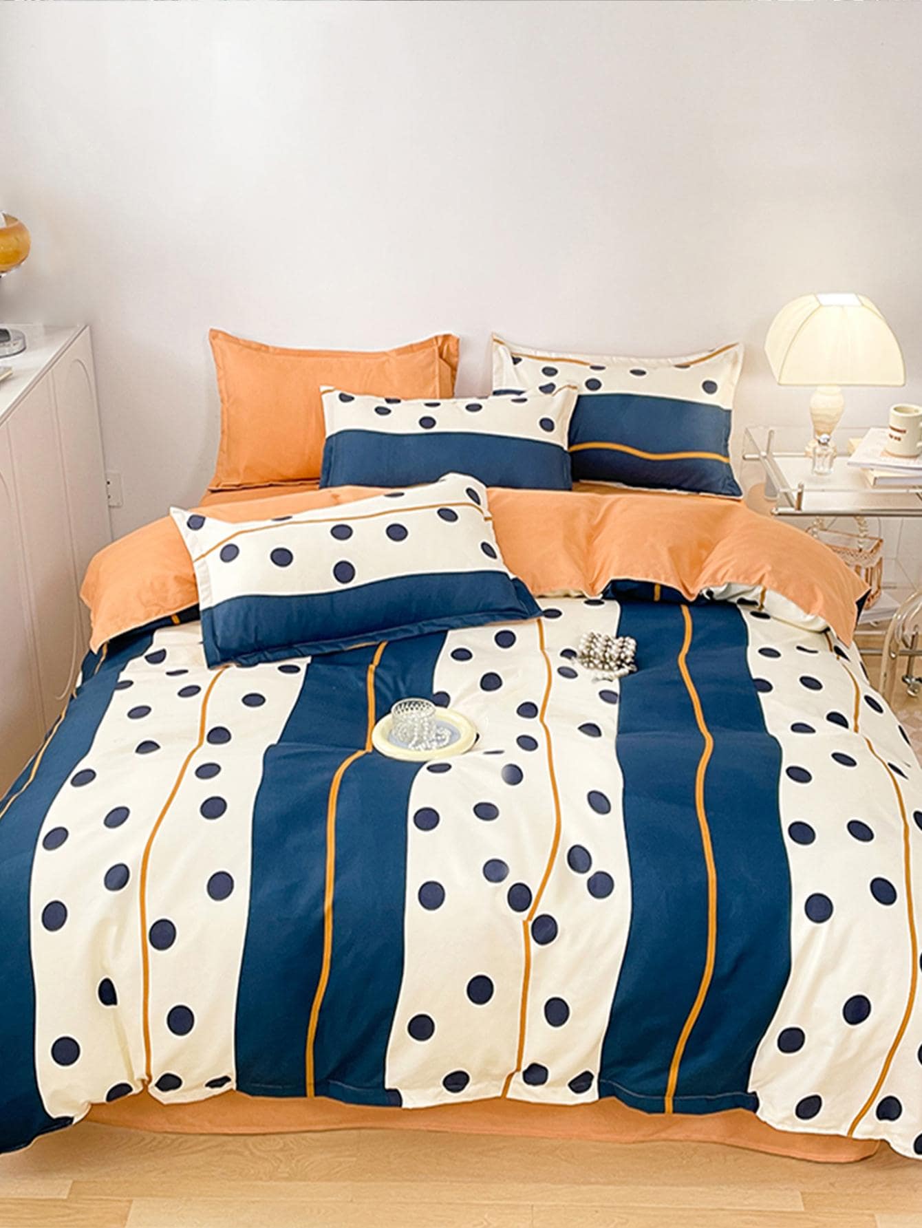 3pcs/set Polka Dot Pattern Duvet Cover Set(1 Duvet Cover & 2 Pillowcase) , Modern Bedding Set For All Season - Multicolor - View 1