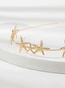 1入組女士海星裝飾時尚髮箍適用於頭髮裝飾用品 - 金色 - 查看 1