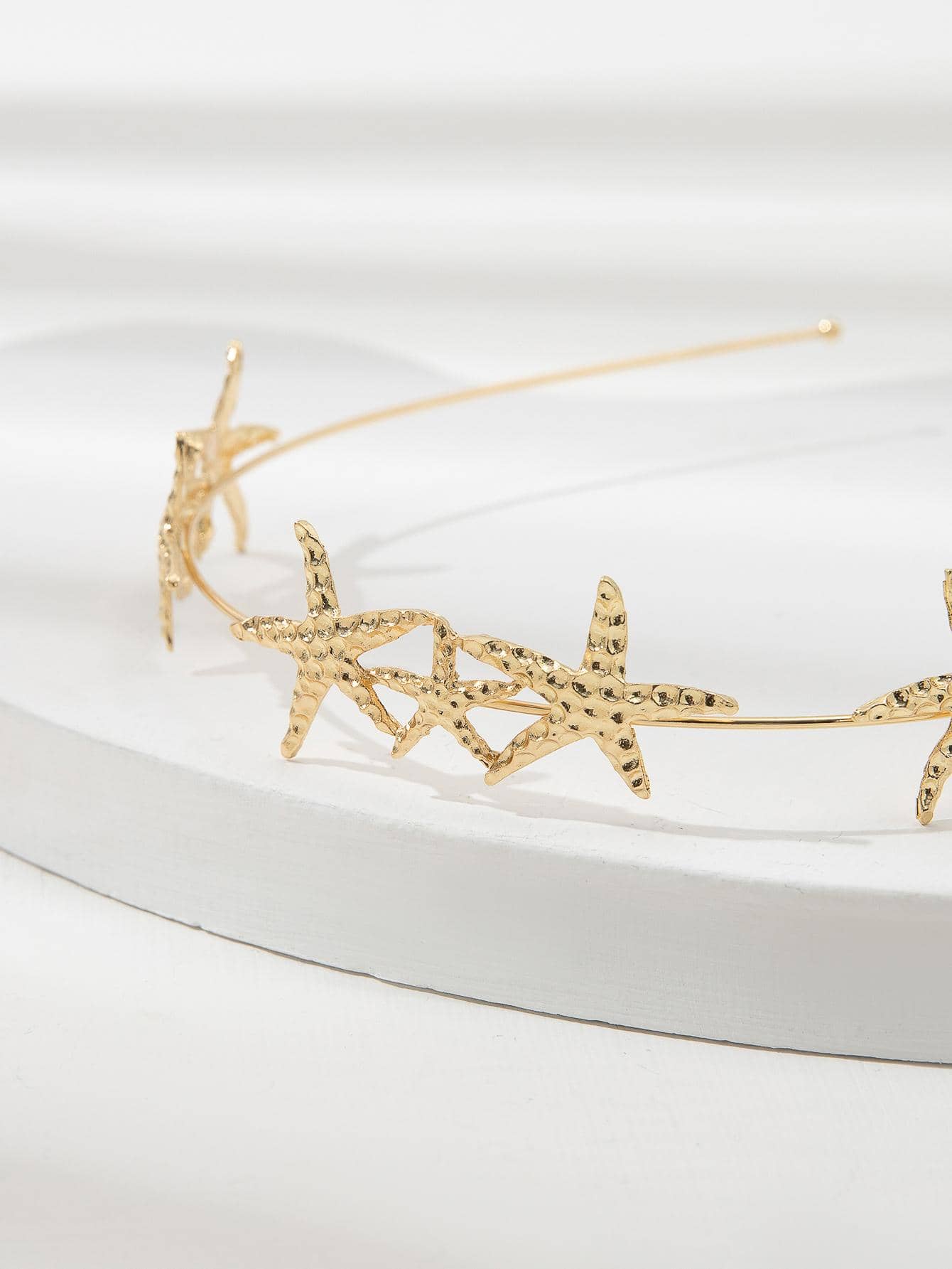1入組女士海星裝飾時尚髮箍適用於頭髮裝飾用品 - 金色 - 查看 1