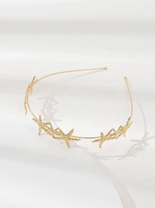 1入組女士海星裝飾時尚髮箍適用於頭髮裝飾用品 - 金色 - 查看 2