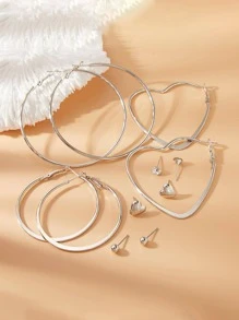 6對/套愛心裝飾耳環