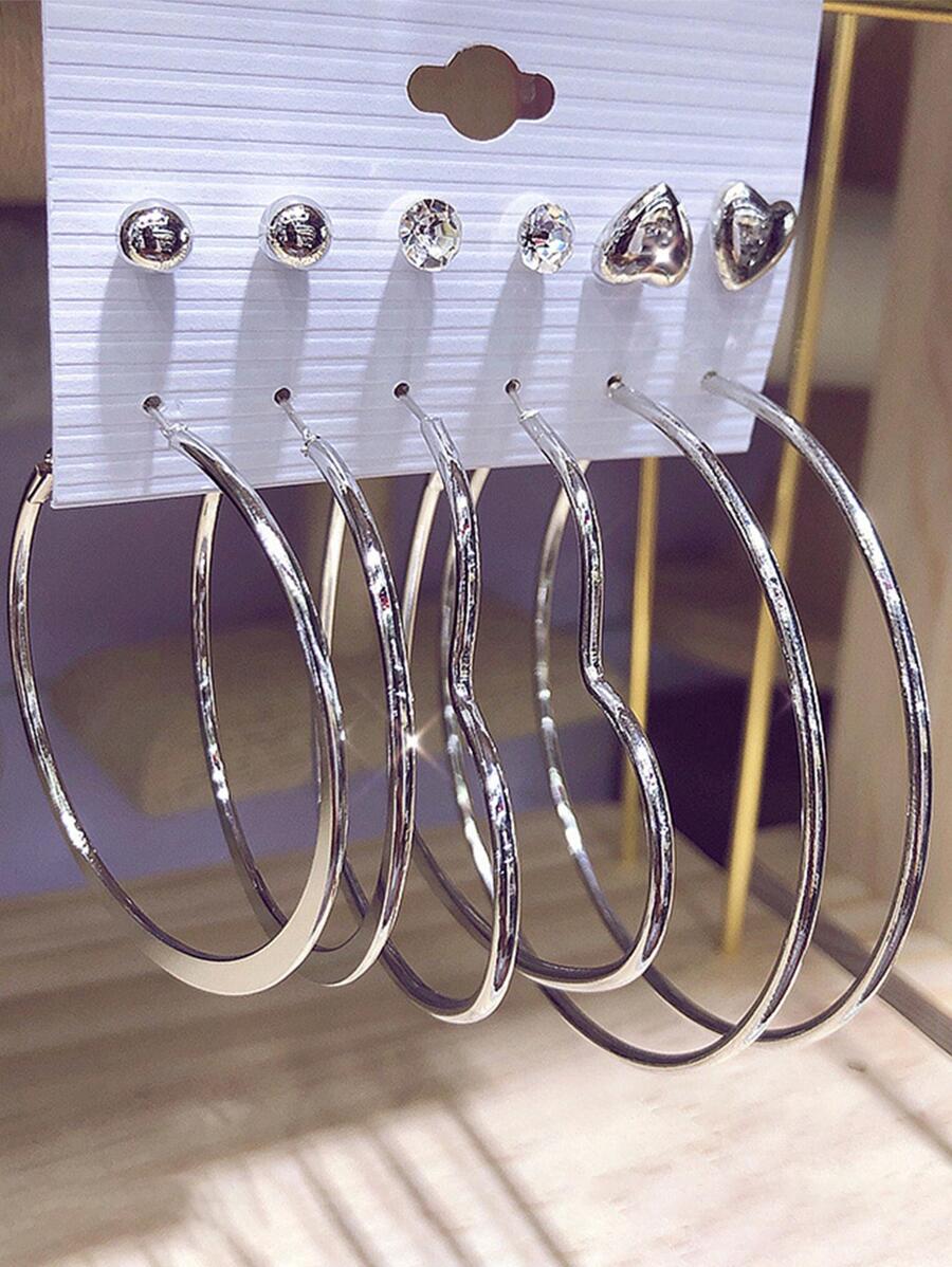 6對/套愛心裝飾耳環