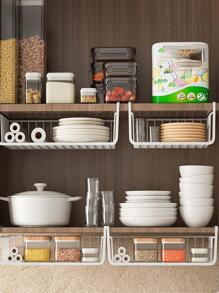 1pc Iron Kitchen Storage Rack, Modernist Solid Storage Rack For Kitchen - Black - View 2