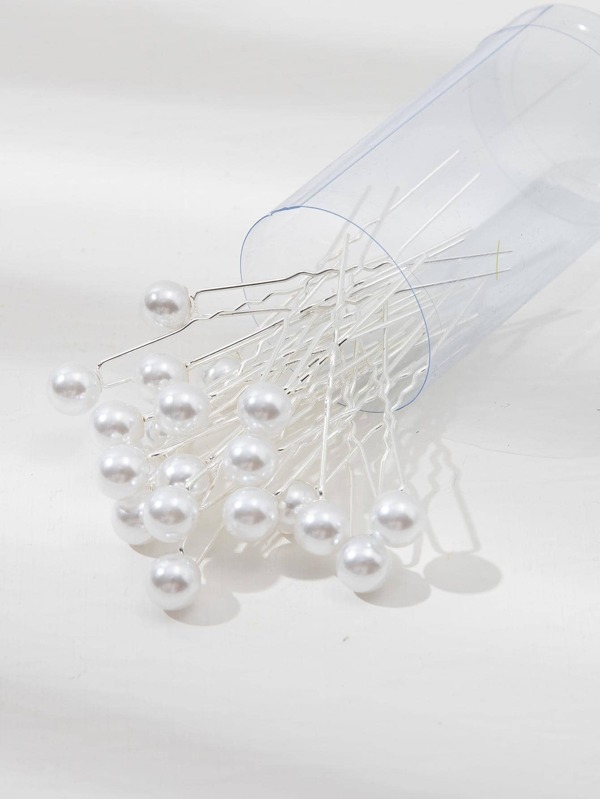 20pcs Hair Pins With Faux Pearl & Rhinestone Decor, Suitable For Updo Hairstyles And Festive Occasions Halloween