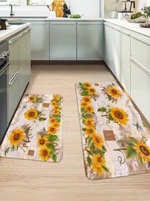 1 tấm thảm nhà bếp in hình hoa hướng dương - Nhiều màu - Xem 3