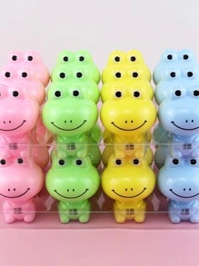 4 piezas Sacapuntas de rana de dibujos animados - Multicolor - Ver 4