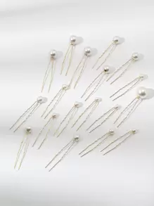 18件套女士仿珍珠装饰优雅新娘发夹头饰。情人节配饰