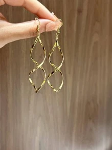 Spiral Drop Earrings - Yellow Gold - View 2