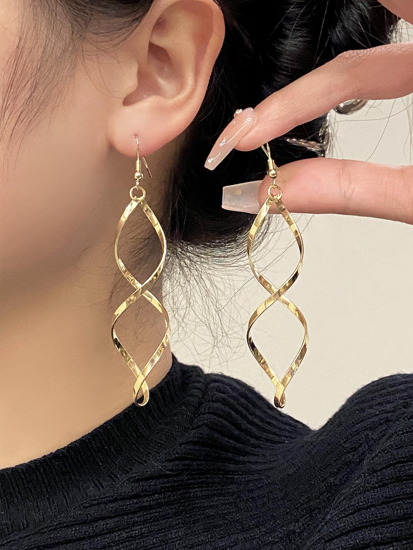 Spiral Drop Earrings - Yellow Gold - View 1