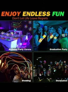 约 100 件发光棒包，非常适合生日、万圣节、圣诞节、派对用品、发光派对棒、可连接连接器用于制作项链、手镯、8 英寸（约 20.3 厘米）发光玩具、圣诞节 - 彩色 - 查看 9